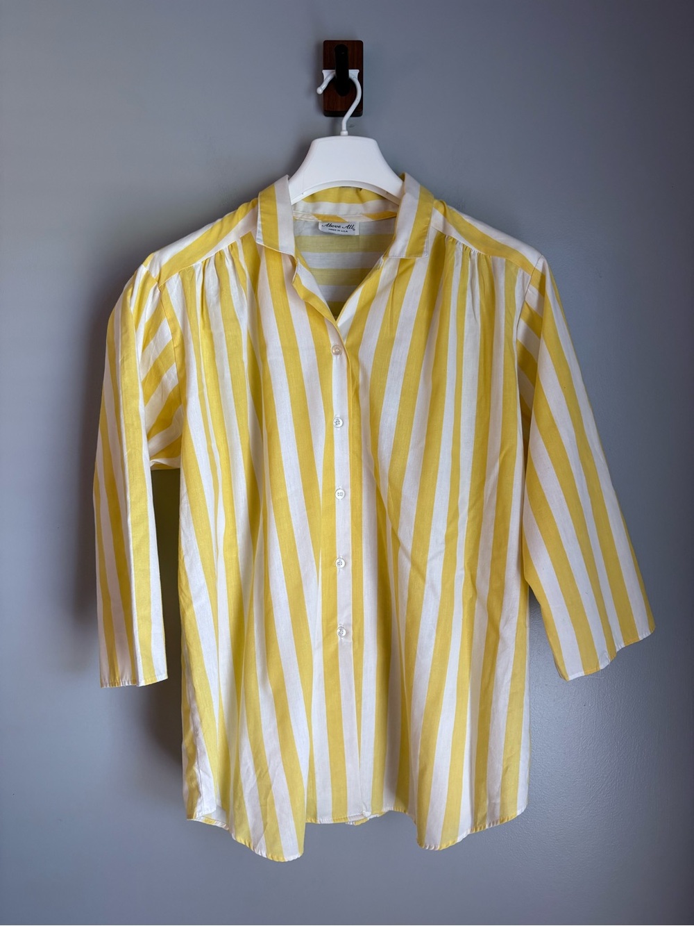 Vintage Above All Yellow & White Vertical Stripe Button Down Shirt